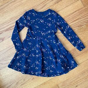 H&M Basic Girl Shirt Dress 1.5-2 Years Blue Colorful Stars Long Sleeve Sparkle